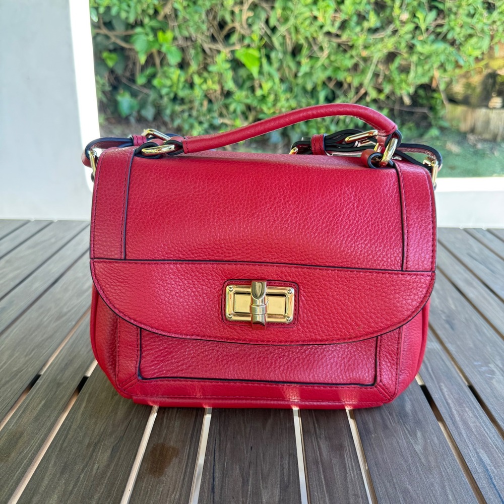 Banana Republic Red Pebbled Leather Crossbody Satchel Bag 410411-00-1 NEW